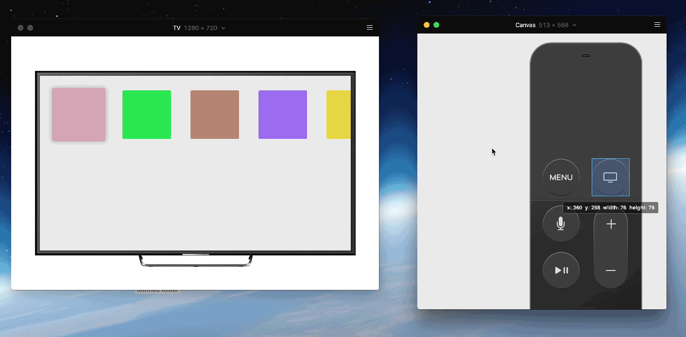 The TV and remote prototypes responding to each other in real time