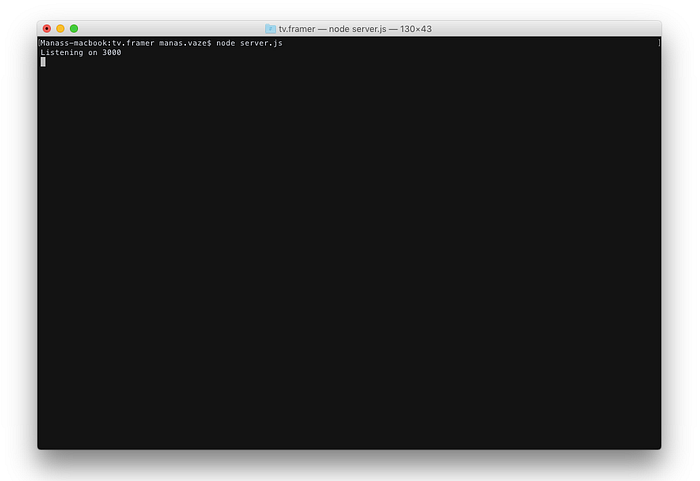 Terminal confirming the server is listening on port 3000